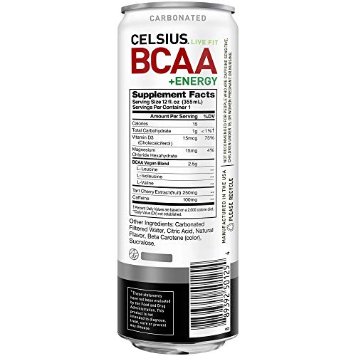 CELSIUS BCAA +Energy Sparkling PostWorkout Recovery & Hydration Drink