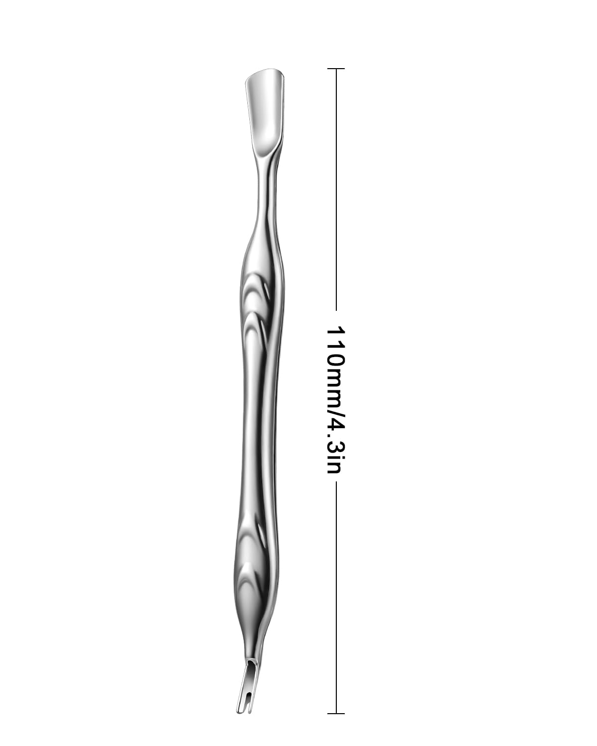 FERYES Cuticle Pusher with Fork, 2-in-1 Cuticle Trimmer Nail Care Tool, Stainless Steel Cuticle Remover Tool for Manicures and Pedicures - Silver