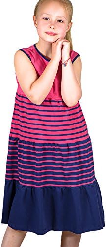 Petite Amelia Little Girls Sleeveles Stripe Twirling Dress, Size 2, Pink And Navy Blue