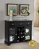 ArtMuseKit Buffet Server Sideboard Cabinet with Wine Storage, Black