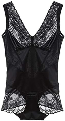 DIMPLEYA Abdomen with Lace Sleeveless Triangle Sexy Tights Support Chest Waist Beautiful Hips Jumpsuit Fashion Corset,Black,XL