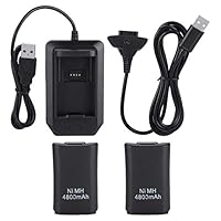 LEKU Battery Pack Charger Charging Base Cable Kit for Xbox 360 Rechargeable 4800mah Replacement Battery Pack