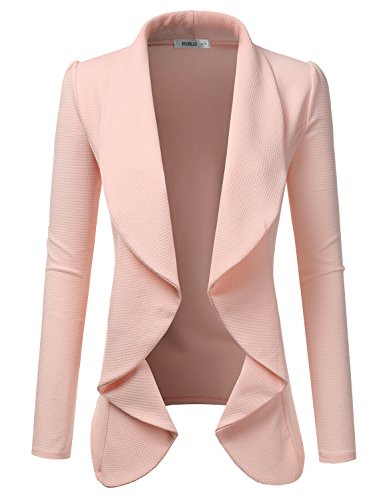 Doublju Classic Draped Open Front Blazer For Women With Plus Size Rose Small