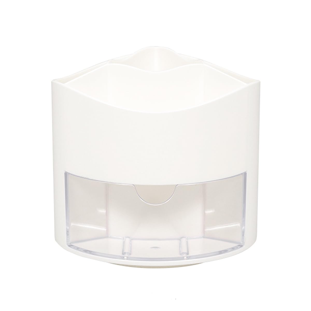 ANCLLO 4 Compartments Rotating Pen Pot Desktop Stationery Storage Makeup Brushes Holder for Home Office(White)