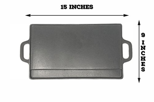 Aura Outdoor Products Rectangle Cast Iron Griddle - Perfect for Gas Grills and Stove Tops
