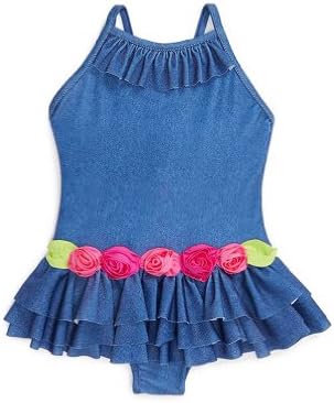 Love U Lots by Mulberribush Girls 4-6x Denim Flower 1-pc Skirted Swimsuit, 5