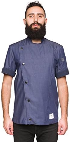 Crew Apparel Men's Chef Coat The Hipster Made In America (Navy, XX-Large)