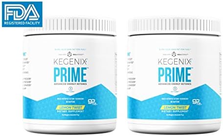 Kegenix PRIME - Patented Keto Drink with BHB &amp; MCT - Energetic Weight Loss ketone supplement - NEW &amp; IMPROVED FLAVOR (30 Day, Lemon Twist)
