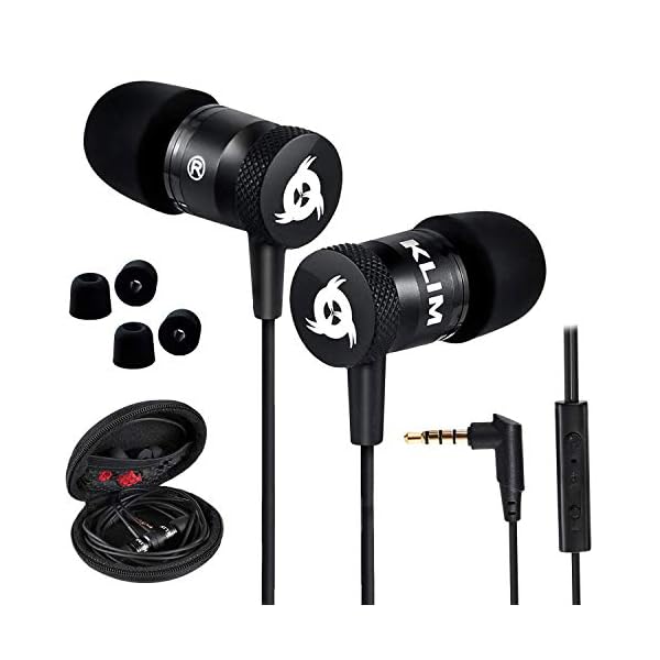 KLIM-Fusion-In-Ear-Headphones-with-Mic-Excellent-Audio-Quality-Long-lasting-Ear-Buds-5-years-Warranty-Wired-Headphones-with-Memory-Foam-Tips-35-mm-Jack-New-2021-Version-Black KLIM Fusion Earbuds with Microphone - NEW 2023 - Long-Lasting Wired Ear Buds - Innovative: in-Ear with Memory Foam…