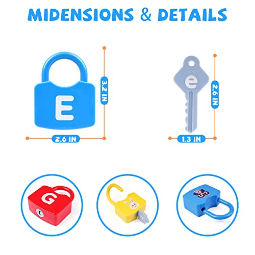 AXEARTE Montessori Educational Toys Alphabet Learning Locks and Keys