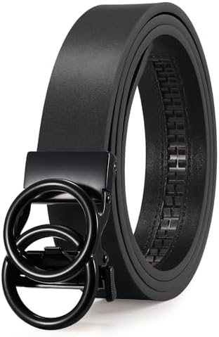 Women\'s Ratchet Leather Belt with Automatic Buckle Adjustable 1.2\