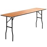 Flash Furniture 18'' x 72'' Rectangular Wood Folding Training / Seminar Table with Smooth Clear Coated Finished Top [YT-WTFT18X72-TBL-GG]