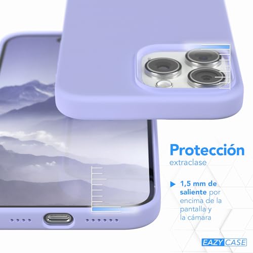 EAZY CASE Premium Silicone Case for iPhone 15 Pro MAX Slim Case with Camera Protection and Inner Lining, Silicone Case, Protective Case, Bumper, Mobile Case in Light Violet