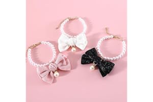 CCUUHJ 3 Pack Dog Pearl Necklace Fancy Pearls Jewelry with Big Bows Charm Cute Wedding Collar Girl Costume Outfits Accessories for Small Dogs Puppy Cat (Medium)