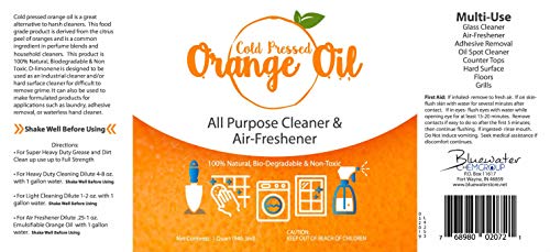 Premium Cold Pressed Orange Oil- 32 oz (D-Limonene), All Natural Cold Pressed Orange Oil 