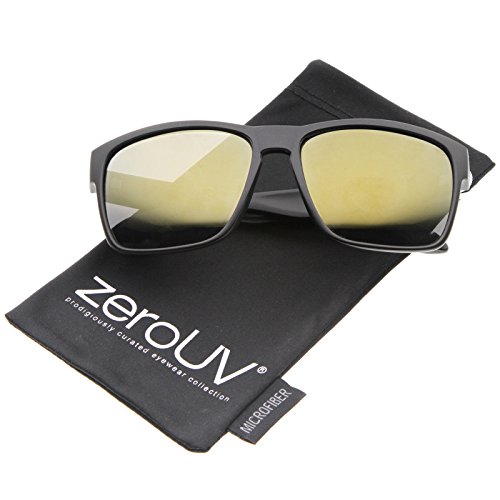 zeroUV - Action Sport Modern Frame Mirrored Lens Rectangle Sunglasses 59mm (Matte Black / Gold Mirror)