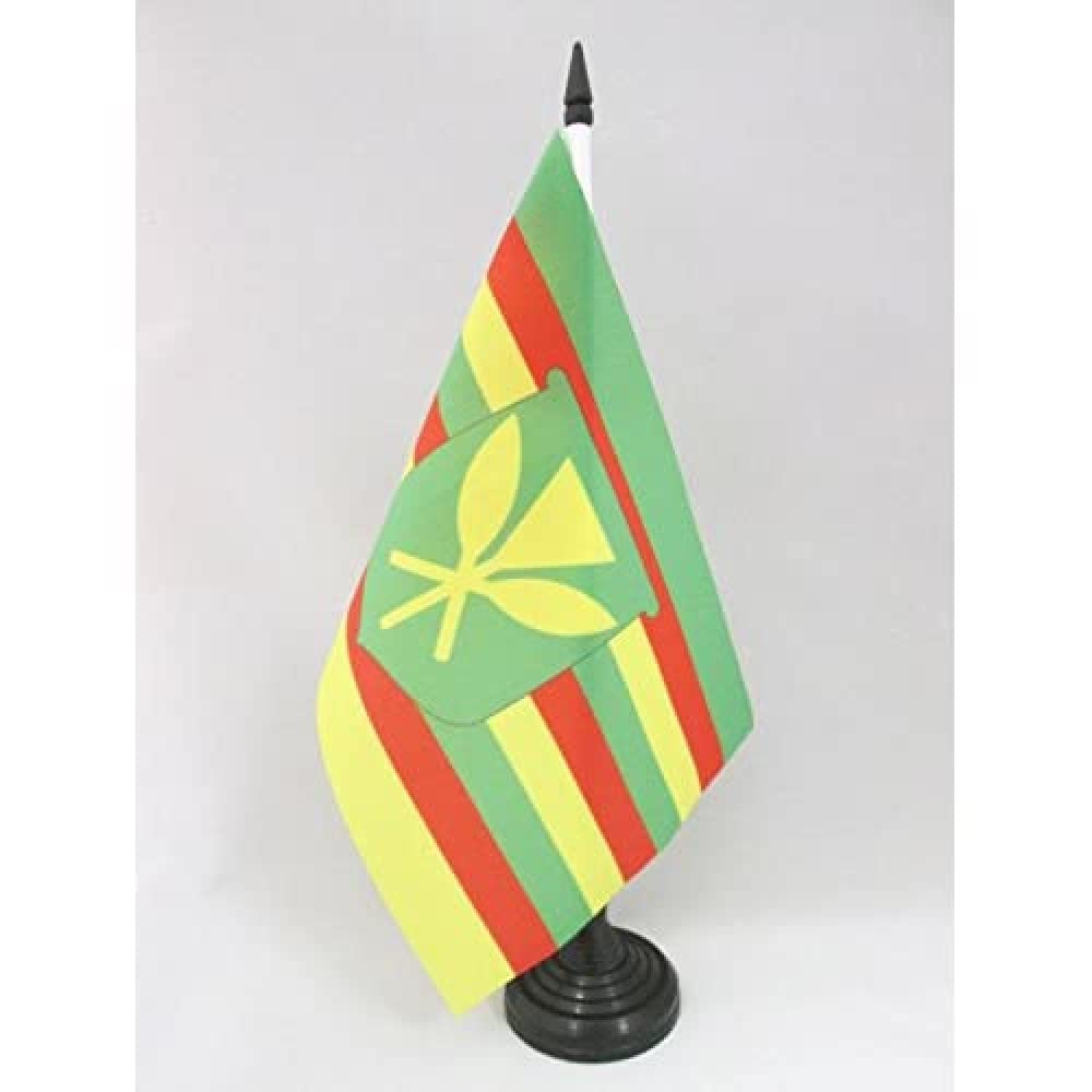 AZ FLAG Hawaii Kanaka Maoli Table Flag 5'' x 8'' - Native Hawaiians Office Decoration 100% Polyester 21 x 14 cm - Mini Desk Flag with Pole and Black Plastic Base