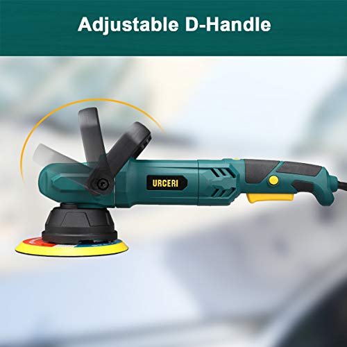 URCERI Random Orbital Polisher 9A 1100W 6000 RPM Dual Action Car Buffer Sander Waxer with Adjustable D-Handle, Powerful Motor with Variable Speeds Includes 6 Foam Pads and 2 Wool Bonnets