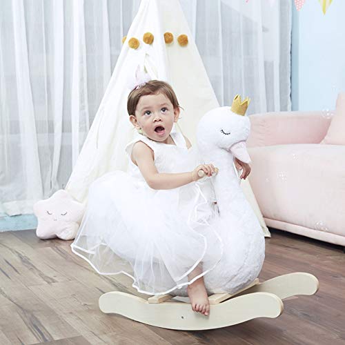 ZhaoXH-Schaukelpferd Baby Schaukelpferd Weiß Holz Schaukelstuhl Schwan Schaukelpferd Kind Schaukelspielzeug Säugling… – Bild 5