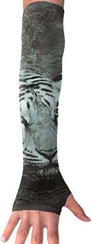 Breathable Ice Silk UV Sun Protection Tiger Play Water Printed Arm Sleeve Finger Hole For Women And Men Outdoor Sports Fishing Hunting Jogging Motorcycling