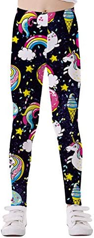 Eichzhushp Little Girls Unicorn Leggings, Tights Gymnastics Athletic Full Length Toddler Pants Blue Unicorn