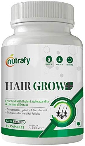 NUTRAFY Doctor's Endorsement GMP Certified Gluten-free 60 Veg Capsules for Hair Growth; Glowing Skin and Strong Nails