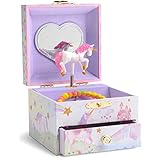 JewelKeeper Musical Jewelry Box with Spinning Unicorn, Glitter Rainbow and Stars Design, The Unicorn Tune