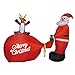 GOOSH 8 FT Length Christmas Inflatables Santa Claus Holding a Gift Present, Blow Up Yard Decoration with LED Lights Built-in for Holiday/Christmas/Party/Yard/Garden
