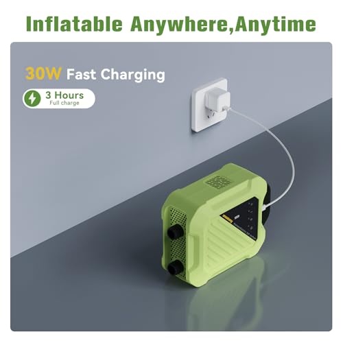 anoutway Paddle Board Pump Electric, 20PSI High Pressure Smart Sup Pump, Rechargeable Battery-Powered, Intelligent Dual Stage Inflation & Deflation, Electric Pump for Paddle Board, Surfing Kite, Tent