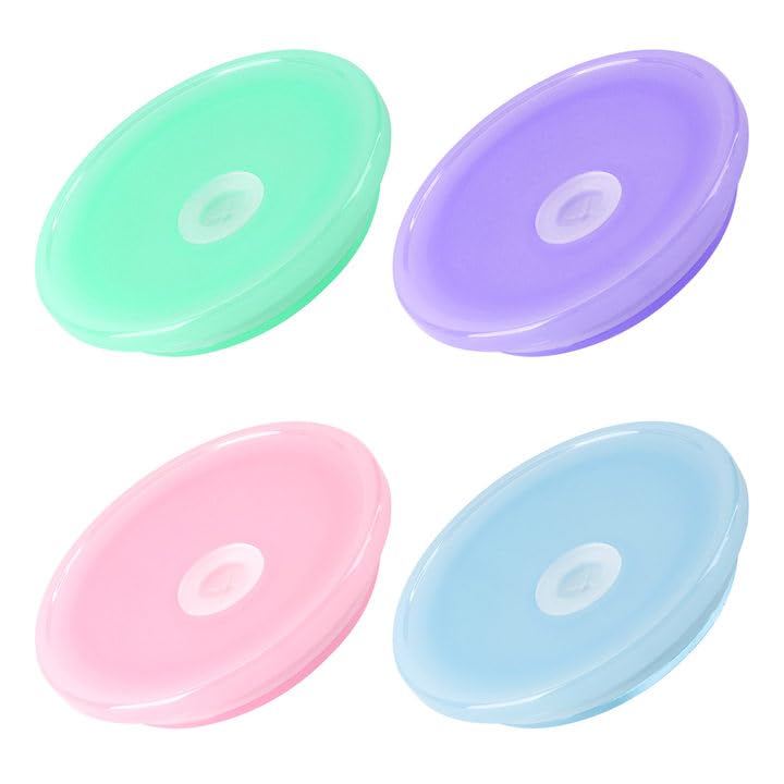 Photo 1 of Joyclub 4 Pack Acrylic Lids Fit for 16oz Glass Cups with Straws, Replacement Lid for Drinking Beer Glasses with Bamboo Lids Iced Coffee Glasses Cute Tumbler Cup (Multi Light)