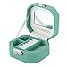 LANGRIA Lockable Jewelry Box, Small Travel Jewelry case/Organizer with Mirror, Octagonal Shape, Compact Size, Makeup and Accessories Storage Organizer (Pale Green)