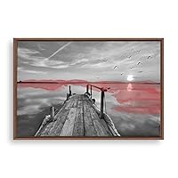 Framed Canvas Wall Art Black and White Scenery Canvas Prints Home Artwork Decoration for Living Room,Bedroom - 16x24 inches