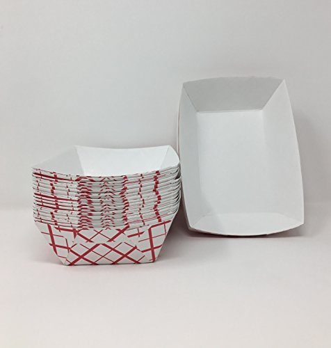 Mr. Miracle White and Red Paper Food Tray. 2.5-Pound Size. Pack of 100