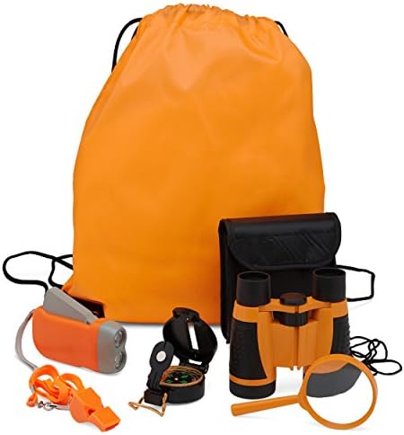Exploration Kit for Kids – Outdoor Gear Gift Set for STEM Learning &amp; Nature Exploring for Children – Compass, Binoculars,Magnifying Glass, Flashlight Backpack Pack for Toddler Boys &amp; Girls
