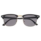 Classic Iconic Retro Classic Style Half Frame Horn Rimmed Sunglasses (0Black/Gold, Black)