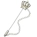 RechicGu Silver Men Crown Tiara Cross Crystal Chain Lapel Stick Pin Tie Hat Scarf Brooch Badge for Tie Hat Scarf