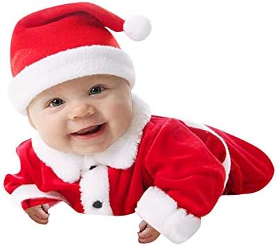Infant Baby Boys Girls Santa Claus Costume Set,Baby Christmas 3pcs Outfit (6 Months)