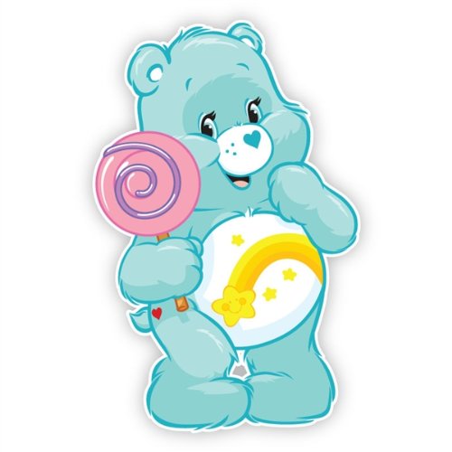 Walls 360 Peel & Stick Fabric Wall Decals: Care Bears Carnival Wish Bear Lollipop (7.75 in x 12 in)