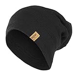 Black Reversible Winter Knit Slouchy Beanie Hat – Hipster Unisex Knitted Cap