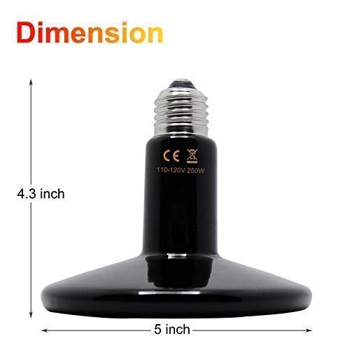 theBlueStone 250 Watt Ceramic Heat Emitter No-Light Infrared Reptile Heat Lamp Bulb for Terrarium Aquarium Amphibian Snake Chickens Brooder Birds Pets - Thumbnail 2
