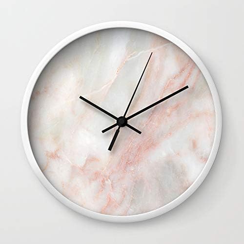 Llynice Softest blush pink marble 10 Inch Wall Clock White