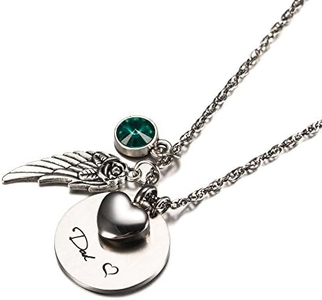 CheKu Cremation Jewelry for Mom/Dad Urn Ashes NecklaceMemorial for Loss of Loved One by (Dad May)