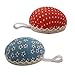 Chris.W Fabric Coated Wrist Wearable Sewing Pin Cushions Needles Pincushions for Handy Needlework DIY Craft, Pack of 2(Red Dot + Blue Flower)