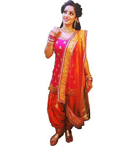 krisha creations women's silk salwar suit (kcn84,pink,free size)