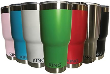 Frosty KING Coolers Vacuum Insulated Tumbler - 20oz &amp; 30 oz - Double-Walled 18/8 Stainless Steel Hydro Travel Mug with Lid - Sweat Free Coffee Cup - Powder Coated Flask