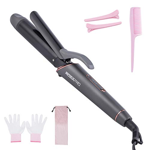 Curling Iron 1.25 Inch Ceramic Tourmaline Coating Curling Wand with Anti-Scald Insulated Wand Tip, 4 Heat Setting for All Hair Types(320 °F to 430 °F, Include Glove)