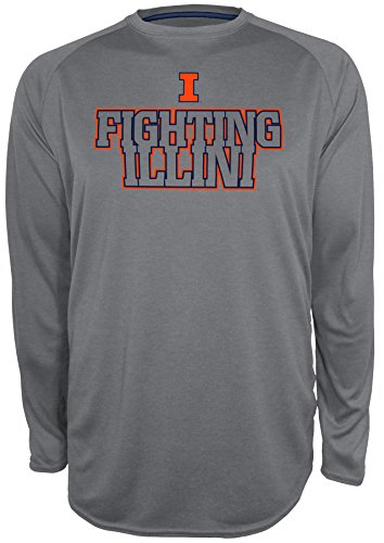 NCAA Illinois Illini Scout 2 Long Sleeve Crew Neck Raglan Tee, Large, Storm Gray Heather