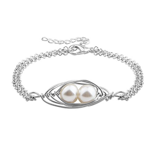 Peas in a Pod Necklace Bracelet Gift for Mother's Day (2 peas bracelet)