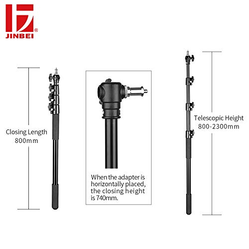 JINBEI HD-230 Monopod 7.5ft / 230cm Telescoping Reflector Holder Arm, Holding 31 to 90 inch Reflector Disc - Thumbnail 2