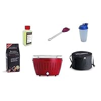  Lotusgrill Lotusgrill klein Edelstahl Stahl Kunststoff rot Camping Balkon Picknick ✔ rund ✔ tragbar rauchfrei ✔ Grillen mit Holzkohle ✔ für den Tisch 